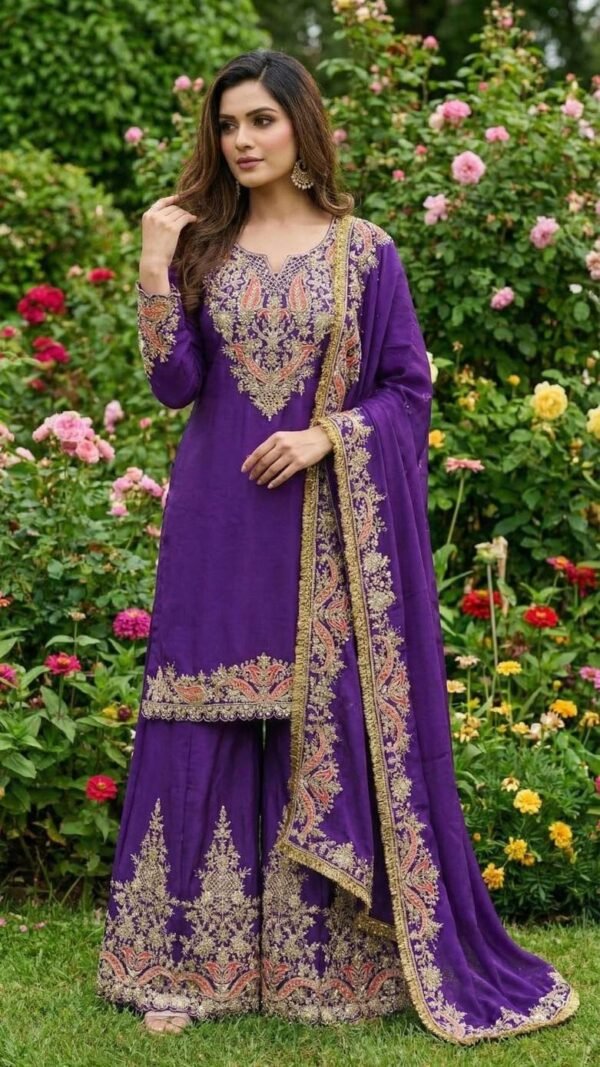 Timeless Violet Chinon Palazzo Salwar Kameez – 62535-597