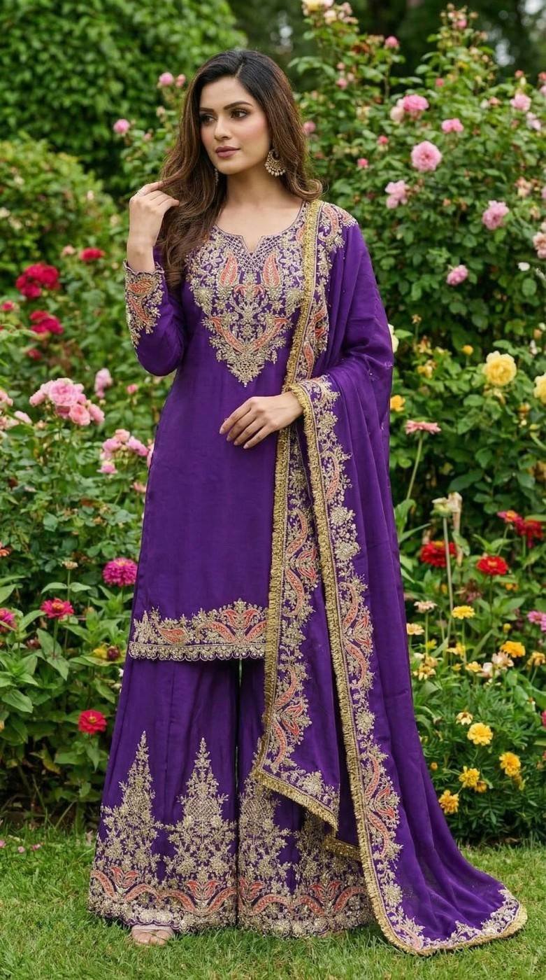 Timeless Violet Chinon Palazzo Salwar Kameez – 62535-597