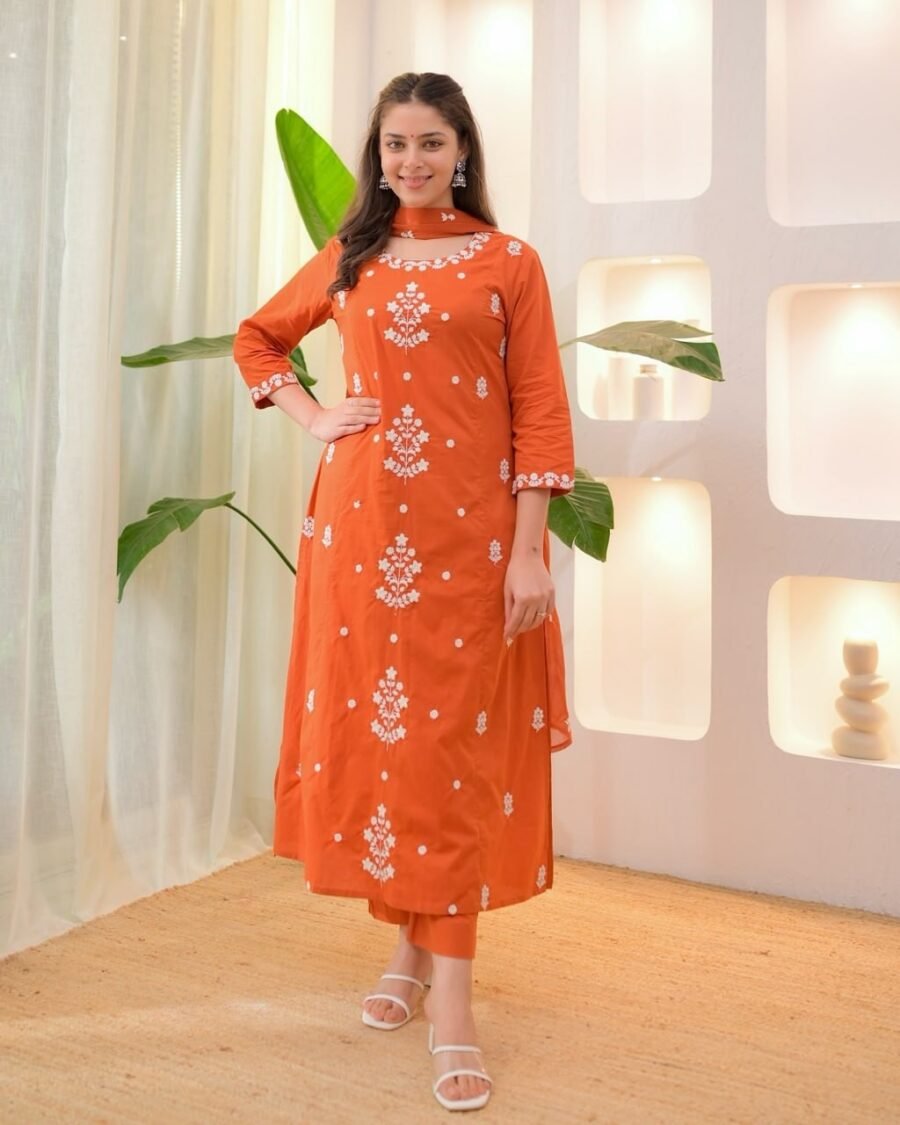 Iconic Orange Rayon Straight Salwar Kameez – 62553-122
