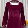Modern Wine Viscose Velvet Sharara Salwar Kameez – 62556-1545-A