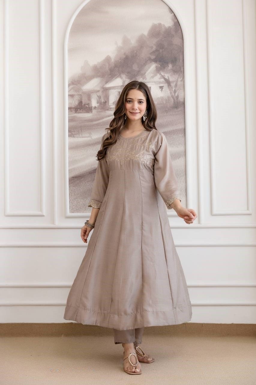 Magnetic Grey Vichitra Silk Straight Salwar Kameez – 62558-5130-A