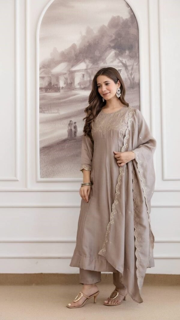 Magnetic Grey Vichitra Silk Straight Salwar Kameez – 62558-5130-A