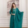 Radiant Teal Blue Vichitra Silk Straight Salwar Kameez – 62558-5130-B