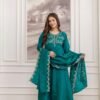 Radiant Teal Blue Vichitra Silk Straight Salwar Kameez – 62558-5130-B