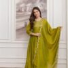 Gorgeous Olive Green Vichitra Silk Straight Salwar Kameez – 62558-5130-C
