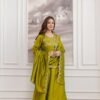 Gorgeous Olive Green Vichitra Silk Straight Salwar Kameez – 62558-5130-C