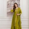 Gorgeous Olive Green Vichitra Silk Straight Salwar Kameez – 62558-5130-C
