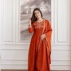 Exquisite Orange Vichitra Silk Straight Salwar Kameez – 62558-5130-D