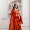 Exquisite Orange Vichitra Silk Straight Salwar Kameez – 62558-5130-D