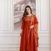 Exquisite Orange Vichitra Silk Straight Salwar Kameez – 62558-5130-D