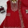 Vibrant Red Georgette Sharara Salwar Kameez – 62561-5899
