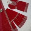Vibrant Red Georgette Sharara Salwar Kameez – 62561-5899