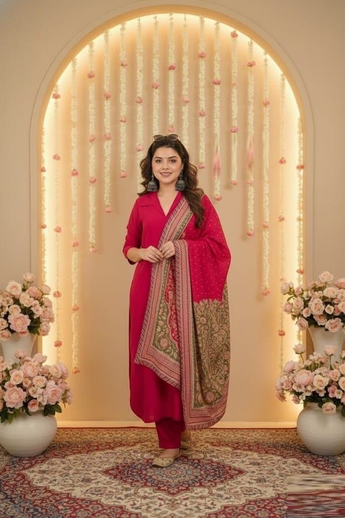 Dazzling Pink Cotton Straight Salwar Kameez – 62562-118