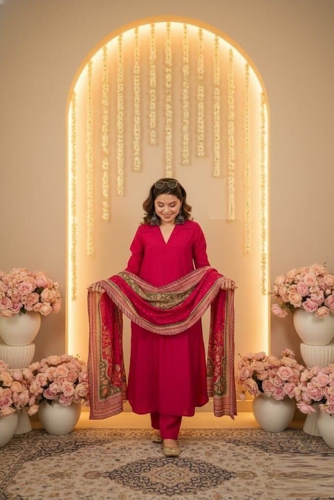 Dazzling Pink Cotton Straight Salwar Kameez – 62562-118