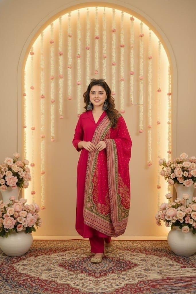 Dazzling Pink Cotton Straight Salwar Kameez – 62562-118