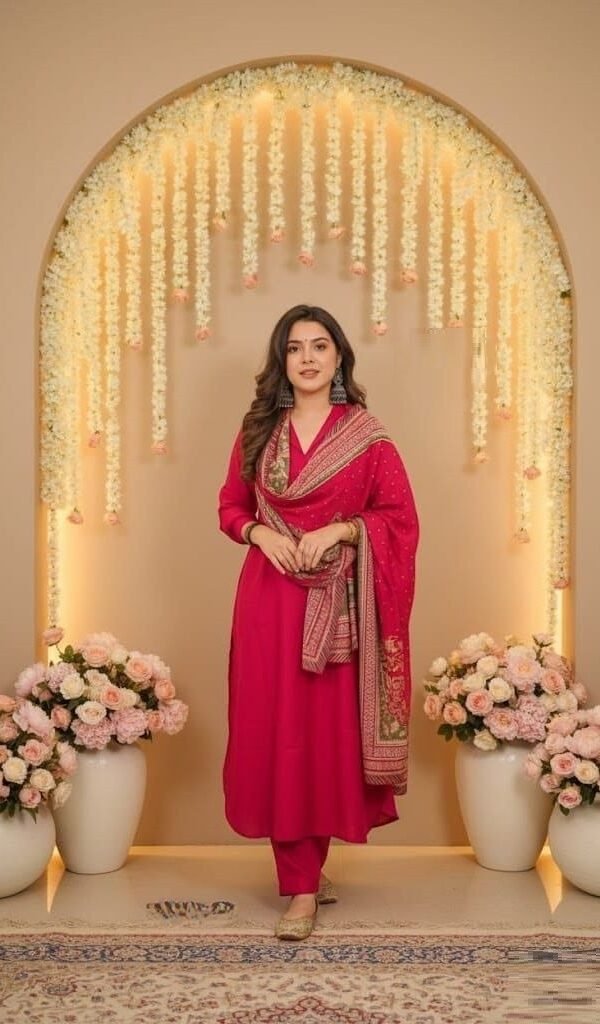 Dazzling Pink Cotton Straight Salwar Kameez – 62562-118