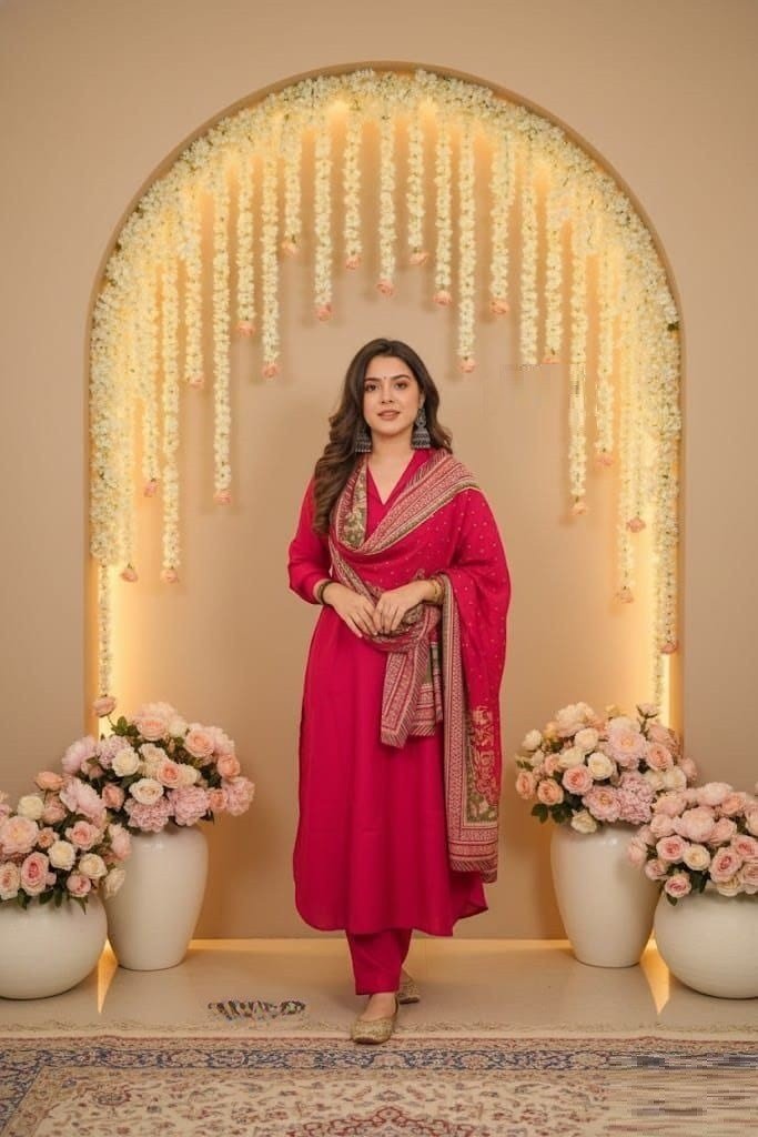 Dazzling Pink Cotton Straight Salwar Kameez – 62562-118