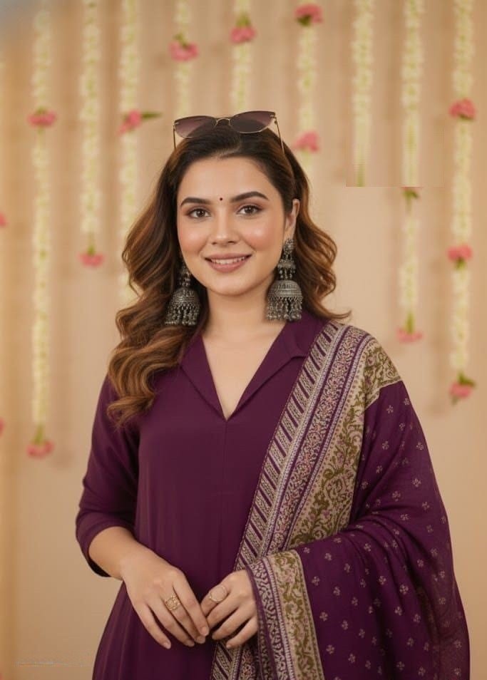 Confident Purple Cotton Straight Salwar Kameez – 62562-119