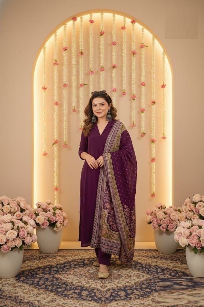 Confident Purple Cotton Straight Salwar Kameez – 62562-119