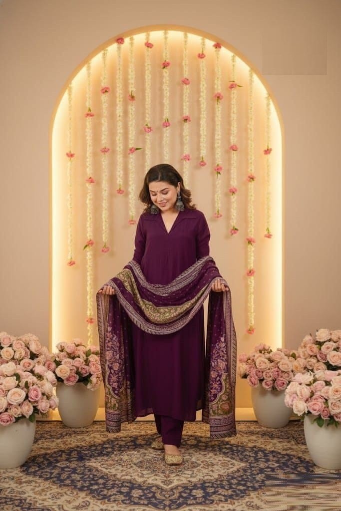Confident Purple Cotton Straight Salwar Kameez – 62562-119
