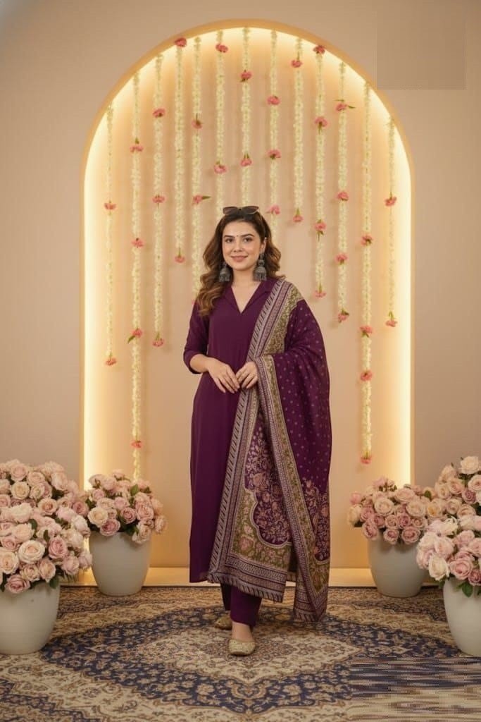 Confident Purple Cotton Straight Salwar Kameez – 62562-119