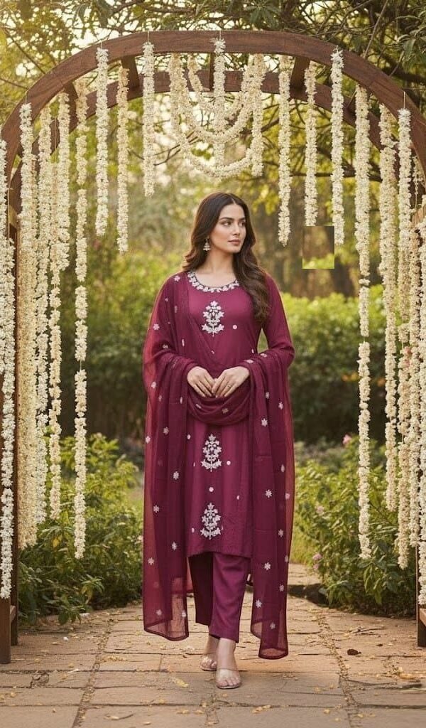 Sophisticated Wine Rayon Straight Salwar Kameez – 62563-2237