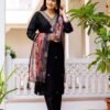 Striking Black Viscose Chanderi Straight Salwar Kameez – 62565-30-B