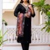 Striking Black Viscose Chanderi Straight Salwar Kameez – 62565-30-B