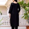 Striking Black Viscose Chanderi Straight Salwar Kameez – 62565-30-B